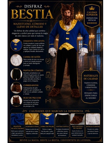 Costume de la Bête Taille L | Costumes pour Adultes Le Roi du Carnaval